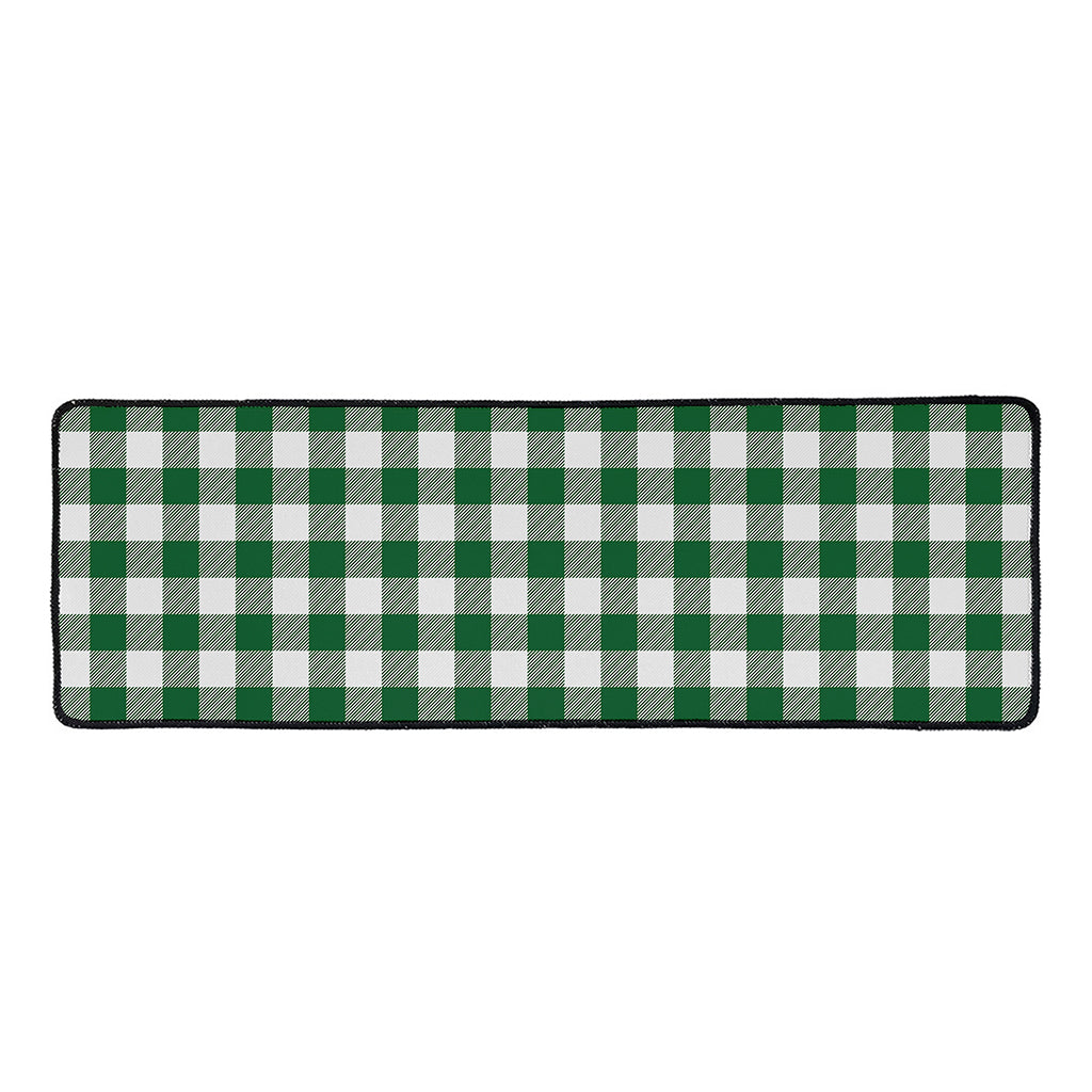 Green And White Buffalo Check Print Long Kitchen Mat