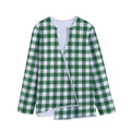 Green And White Buffalo Check Print Long Sleeve Short Coat