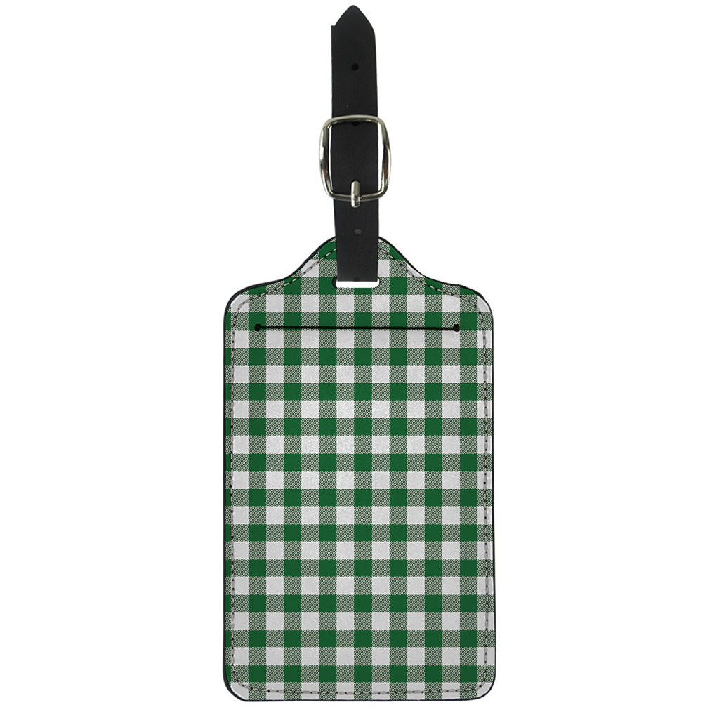 Green And White Buffalo Check Print Luggage Tag