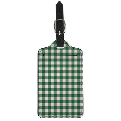 Green And White Buffalo Check Print Luggage Tag