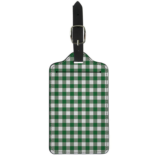 Green And White Buffalo Check Print Luggage Tag