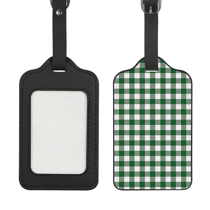 Green And White Buffalo Check Print Luggage Tag
