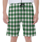 Green And White Buffalo Check Print Men's Beach Shorts