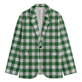 Green And White Buffalo Check Print Men's Blazer