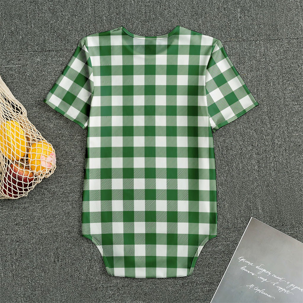 Green And White Buffalo Check Print Men's Bodysuit