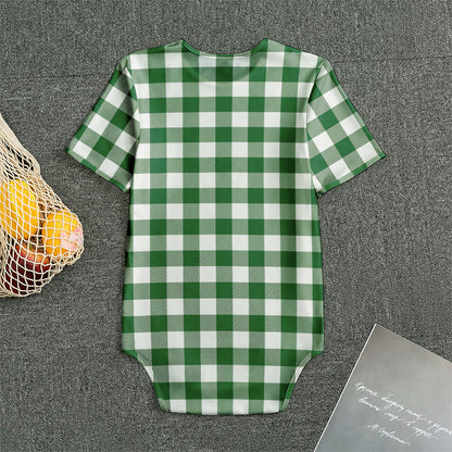 Green And White Buffalo Check Print Men's Bodysuit