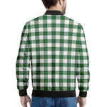 Green And White Buffalo Check Print Men's Bomber Jacket