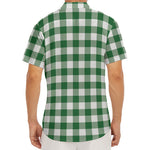 Green And White Buffalo Check Print Men's Deep V-Neck Shirt