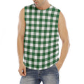 Green And White Buffalo Check Print Men's Fitness Tank Top