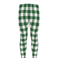 Green And White Buffalo Check Print Men's Leggings
