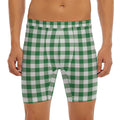 Green And White Buffalo Check Print Men's Long Boxer Briefs