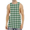 Green And White Buffalo Check Print Men's Muscle Tank Top