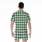 Green And White Buffalo Check Print Men's Rompers