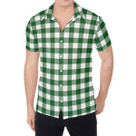 Green And White Buffalo Check Print Men's Shirt
