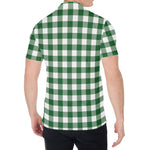 Green And White Buffalo Check Print Men's Shirt