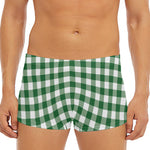 Green And White Buffalo Check Print Men's Short Boxer Briefs