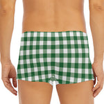 Green And White Buffalo Check Print Men's Short Boxer Briefs