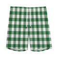 Green And White Buffalo Check Print Men's Athletic Shorts