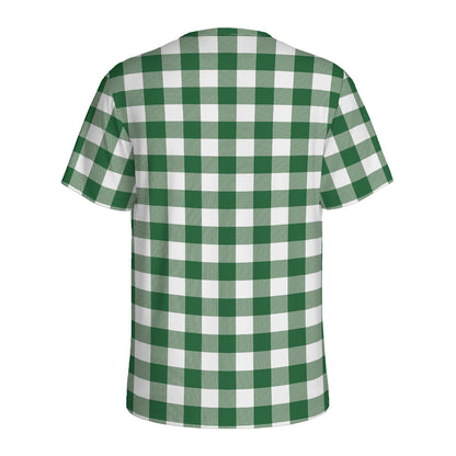 Green And White Buffalo Check Print Men's Sports T-Shirt