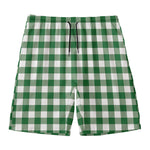 Green And White Buffalo Check Print Men's Swim Trunks