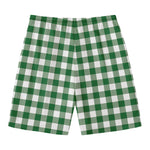 Green And White Buffalo Check Print Men's Swim Trunks