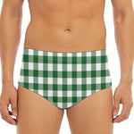 Green And White Buffalo Check Print Men's Triangle Swim Briefs