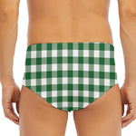 Green And White Buffalo Check Print Men's Triangle Swim Briefs