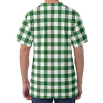 Green And White Buffalo Check Print Men's Velvet T-Shirt