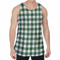 Green And White Buffalo Check Print Men's Velvet Tank Top
