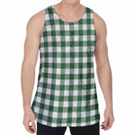 Green And White Buffalo Check Print Men's Velvet Tank Top