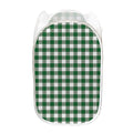Green And White Buffalo Check Print Mesh Laundry Hamper