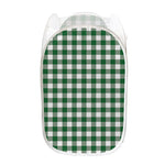 Green And White Buffalo Check Print Mesh Laundry Hamper