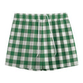 Green And White Buffalo Check Print Mesh Shorts