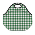 Green And White Buffalo Check Print Neoprene Lunch Bag