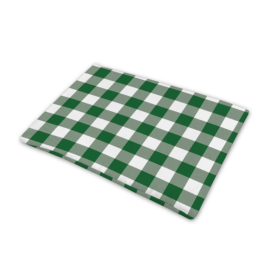 Green And White Buffalo Check Print Pet Cooling Mat Cover
