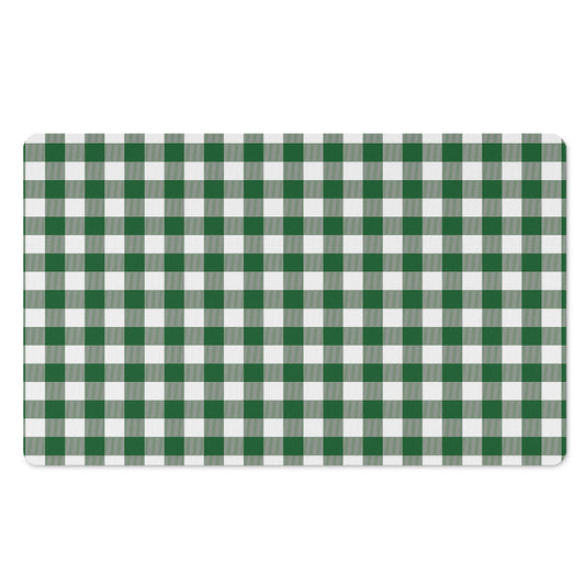 Green And White Buffalo Check Print Polyester Doormat