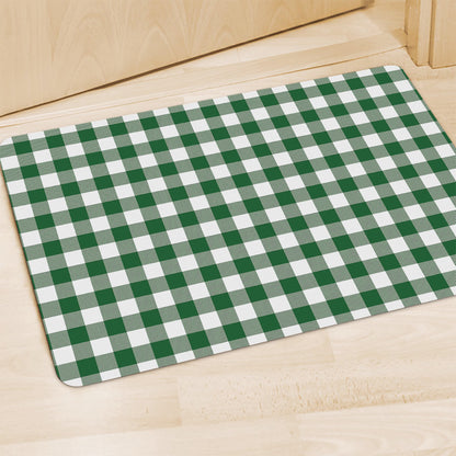 Green And White Buffalo Check Print Polyester Doormat
