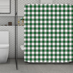 Green And White Buffalo Check Print Polyester Shower Curtain