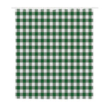 Green And White Buffalo Check Print Polyester Shower Curtain
