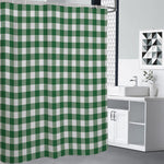 Green And White Buffalo Check Print Premium Shower Curtain