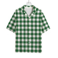 Green And White Buffalo Check Print Rayon Hawaiian Shirt