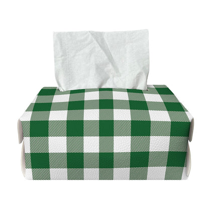 Green And White Buffalo Check Print Rectangle Tissue Box Cover