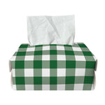 Green And White Buffalo Check Print Rectangle Tissue Box Cover