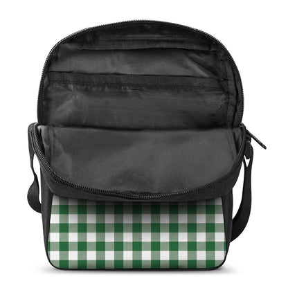Green And White Buffalo Check Print Rectangular Crossbody Bag