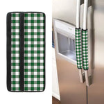 Green And White Buffalo Check Print Refrigerator Handle Covers