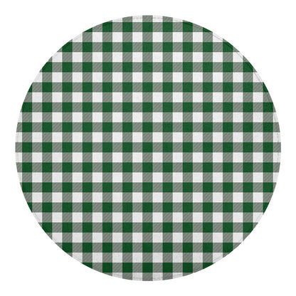 Green And White Buffalo Check Print Round Blanket