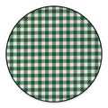 Green And White Buffalo Check Print Round Floor Mat