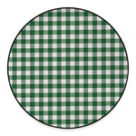 Green And White Buffalo Check Print Round Floor Mat