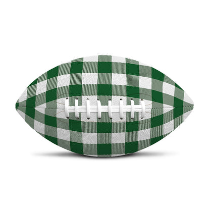 Green And White Buffalo Check Print Rugby Ball