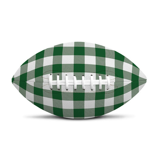 Green And White Buffalo Check Print Rugby Ball
